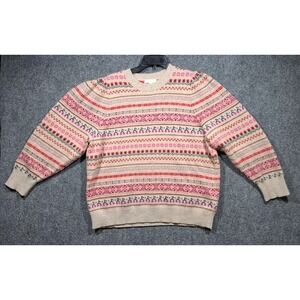 J.Crew Womens Size 2X Puff-Sleeve Fair Isle Crewneck Sweater Cherries